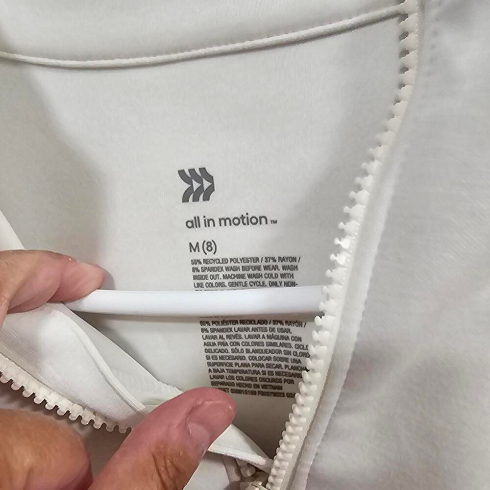 White cropped quarter zip sweatshirt - Picture 4 of 5